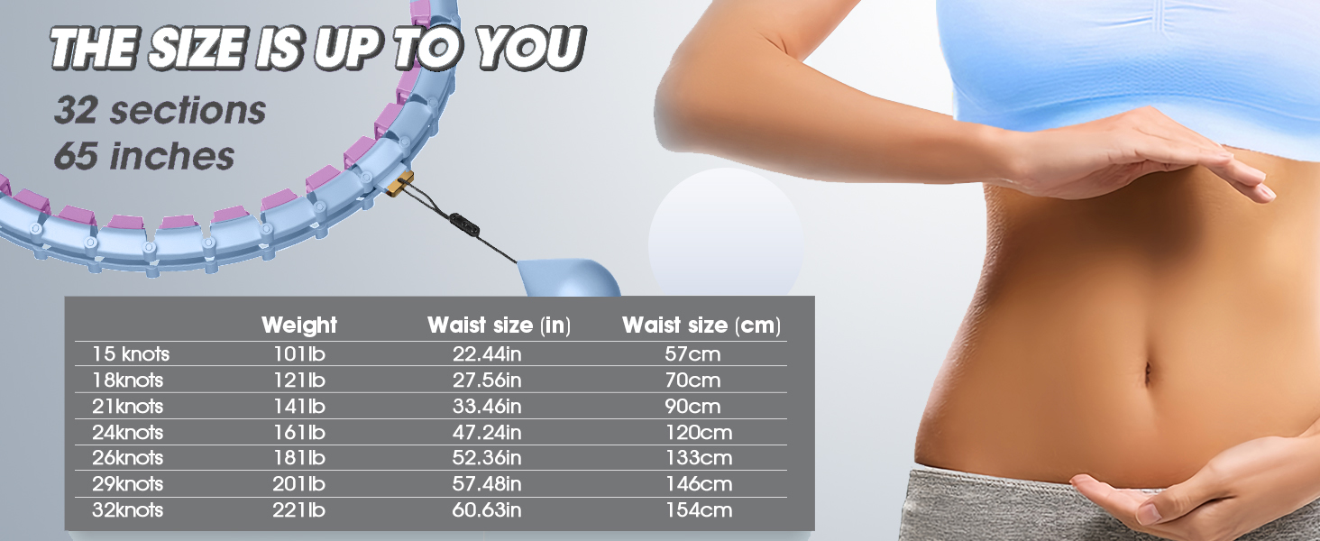 Розусний обруч для схуднення з ваговим кільцем (32 вузли, 57-165 см) Blau Lila - фітнес-обруч для дорослих