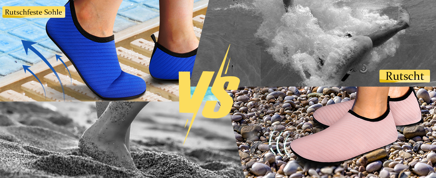 Чоловічі та жіночі аквашузи для плавання та водних видів спорту, легкі, швидковисихаючі, з антиковзким покриттям, блакитна лінія, 42/43 EU