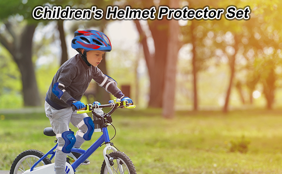 Дитячий шолом Kinderhelm для велосипеда, роликів, скейтборду + захист колін, ліктів, зап'ясть, регульований, 3-11 років