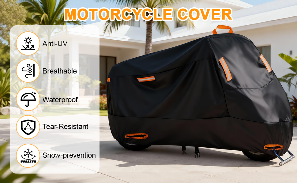 Водонепроникна мотоциклетна накривка Zorplex для захисту від пилу та сонця, 210D Oxford, до 245x105x125 см