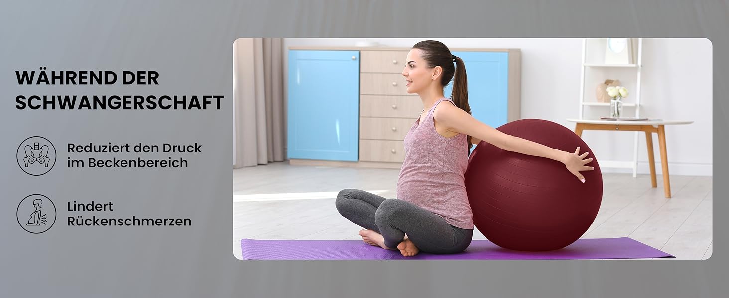 Фітбол Unycos 55/65/75 см: фітнес-м'яч для йоги, балансу, пілатесу та силових тренувань | З насосом, BPA-Free, антивибуховий | Колір: темно-рожевий