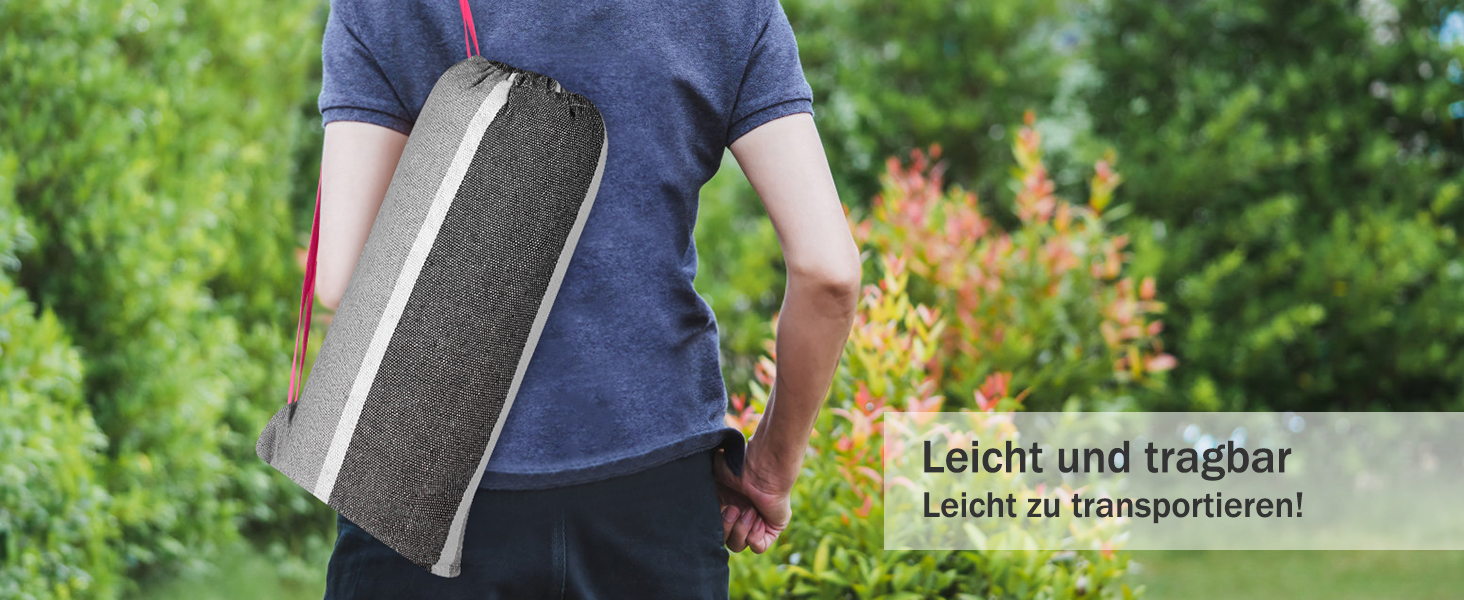 Гамак для відпочинку на відкритому повітрі: кемпінгу, балкону, тераси, саду. З дерев'яною перекладиною та сумкою для перенесення (сірий & білий)