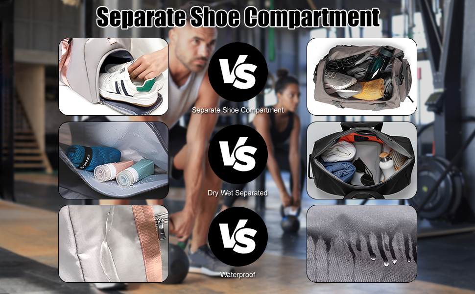 Спортивна сумка-рюкзак для подорожей, 29л, чорна: водонепроникна, з відділенням для взуття та мокрих речей