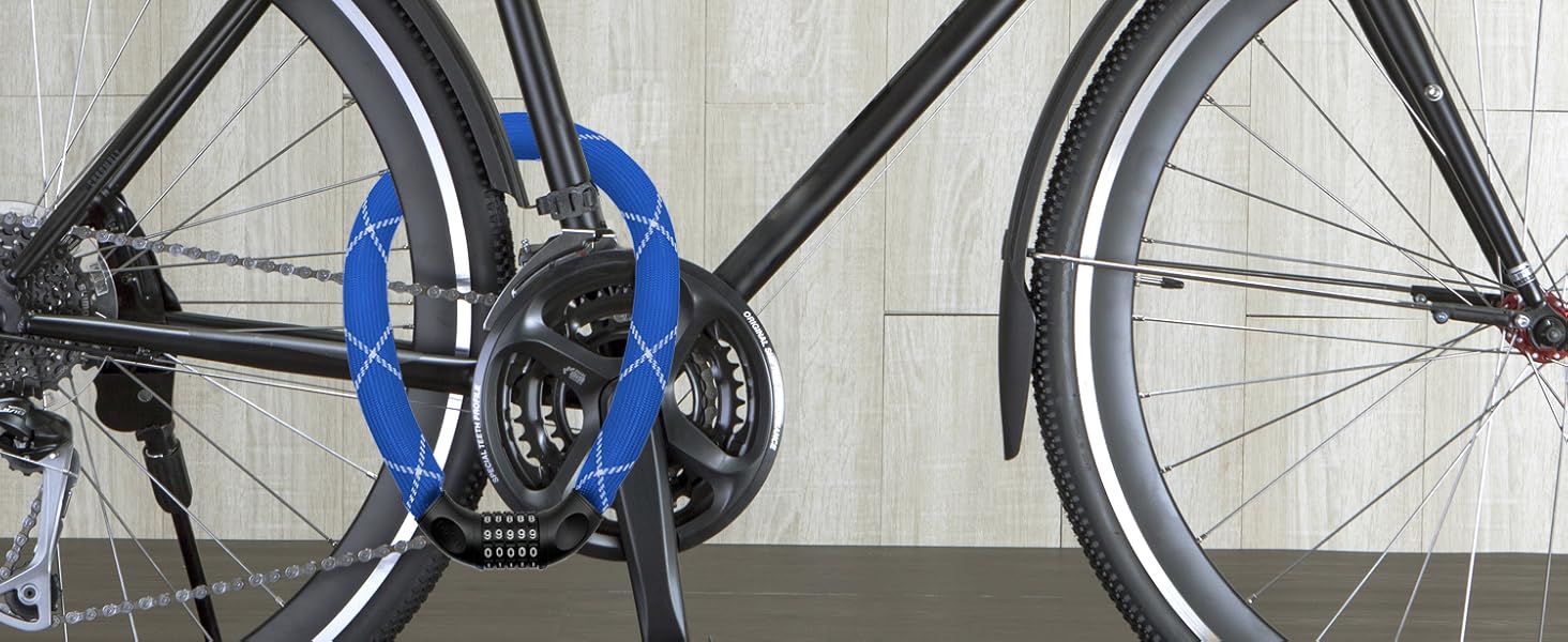 Надійне велозамок Nean з кодом, 6x6x900 мм, сталевий ланцюг, синій