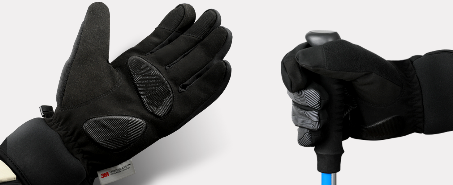 Зимові рукавички HIKENTURE: водонепроникні, для їзди на велосипеді, катання на лижах, чоловічі/жіночі, термо, чорно-сірий, розмір L