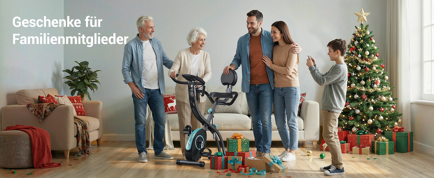 Велотренажер MERACH 4-в-1 з додатком, тихий, магнітний опір 16 рівнів, LCD-дисплей, вимірювання пульсу, складаний, зручне сидіння, еластична стрічка