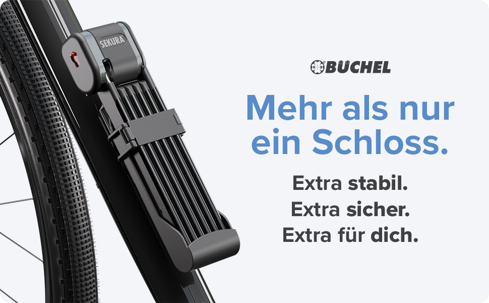 Складаний велосипедний замок BÜCHEL Sekura 95 см, загартована сталь, з кріпленням, захист від крадіжки для велосипеда, електровелосипеда, мотоцикла