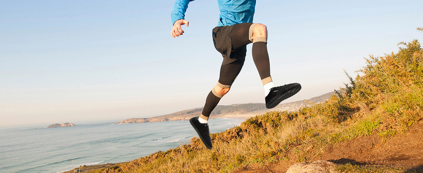 Шкарпетки-взуття HOBIBEAR для жінок та чоловіків, чорні, розмір 45 EU, широкі, для трекінгу та бігу по пересіченій місцевості, легкі та зручні