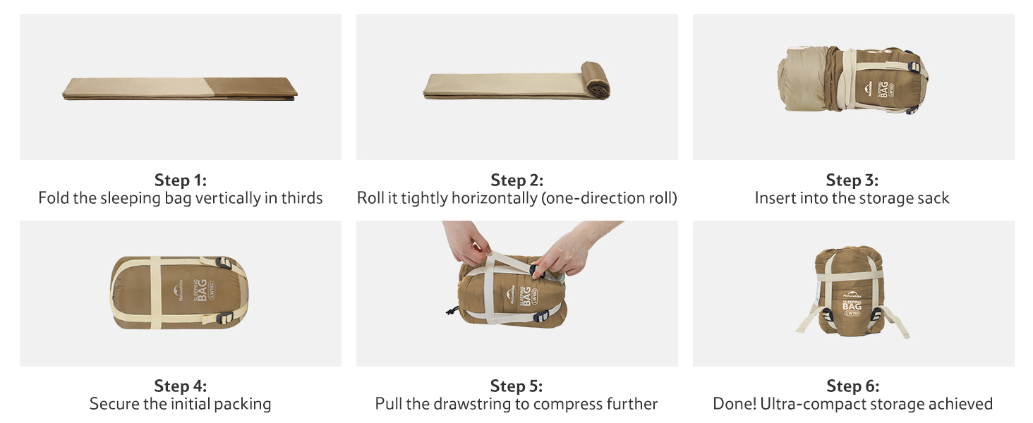 Спальний мішок Naturehike Ultraleicht: ультралегкий, 680/760г, для 3 сезонів, 190x75/205x85 см, для походів, рюкзаків, кемпінгу, 15°C, темно-коричневий/світло-коричневий-XL