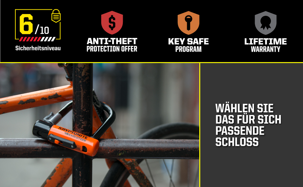Замок велосипедний Kryptonite Kryptolok Standard, рівень безпеки 6/10, 120см KryptoFlex, з транспортувальною рамкою, 2 ключі