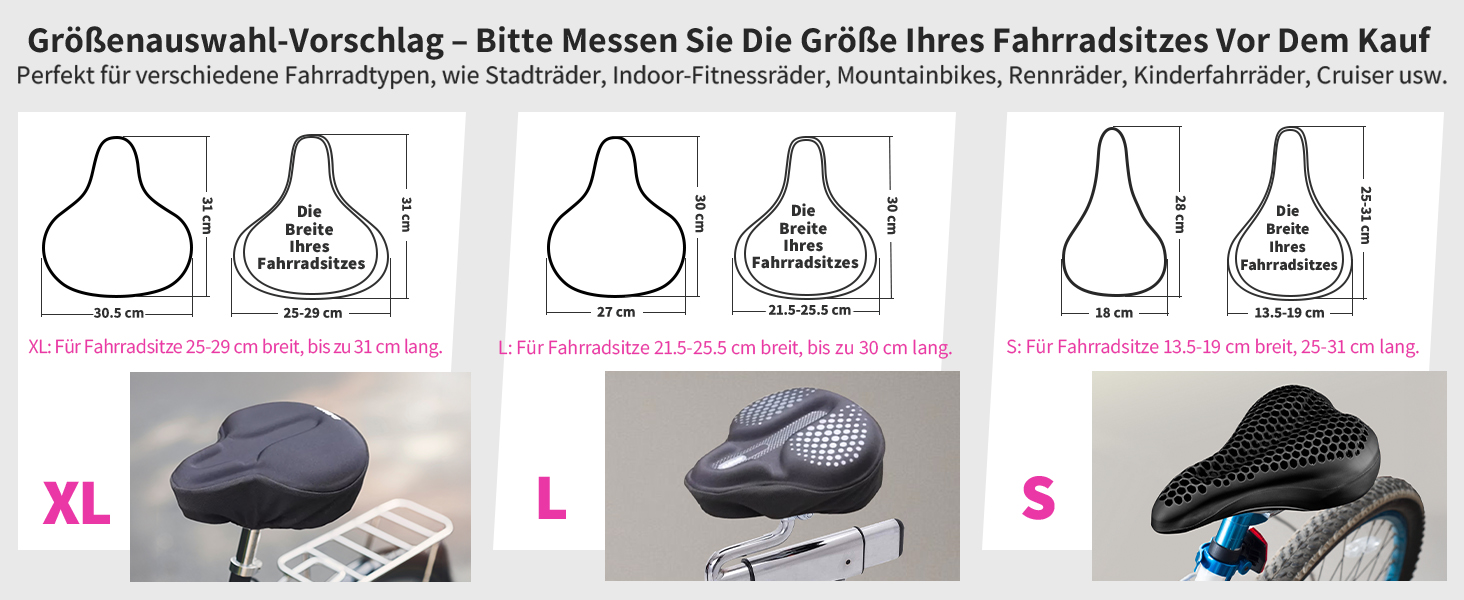 Покриття на сидіння велосипедного крісла Daway з силіконовим гелем та піною Memory Foam - XL/L/M/S, 30 x 27 см, чорний