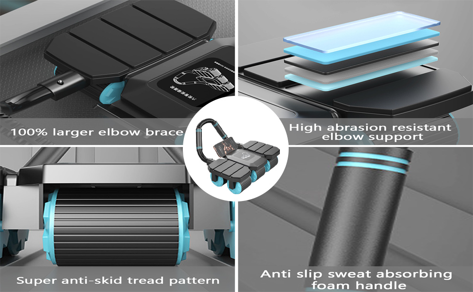 Автоматичний ролик для пресу з функцією відскоку та 6 колесами, тренажер для пресу, Core Trainer, 150 кг, з тримачем для телефону