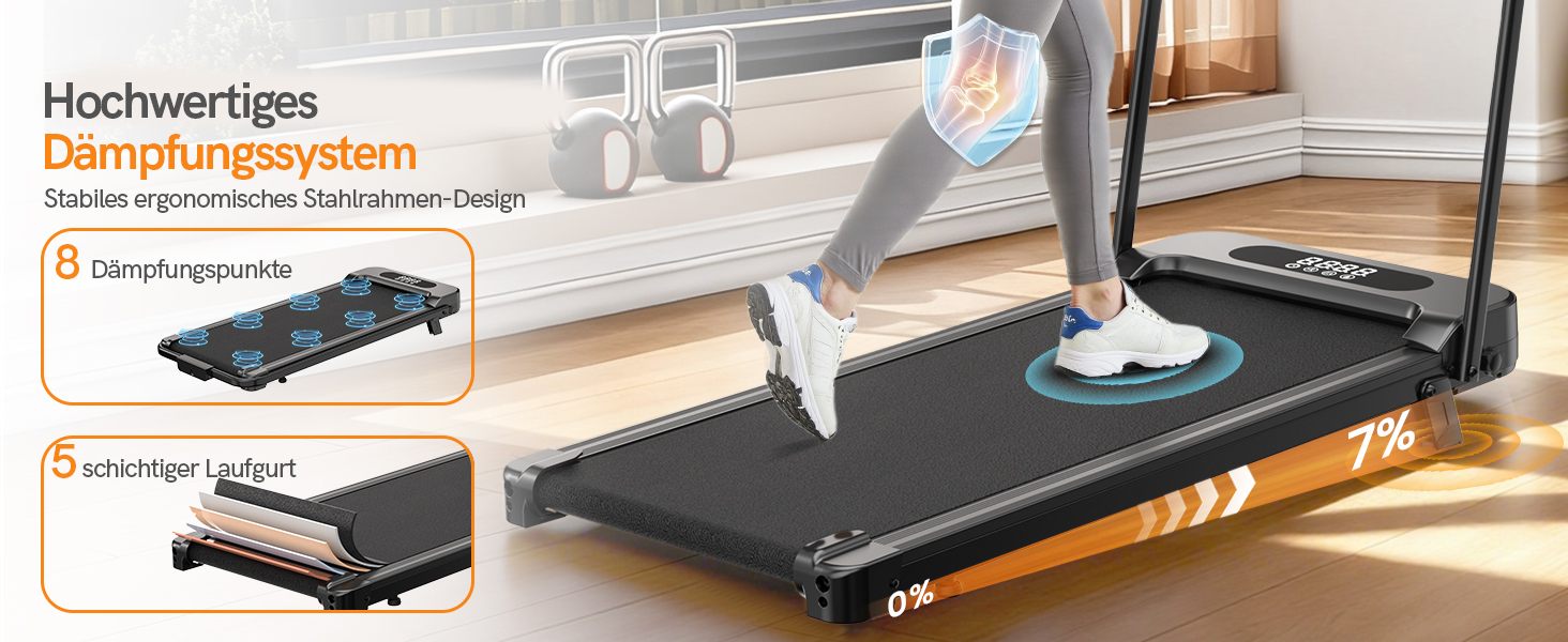 Біговий доріжка HomeFitnessCode з нахилом - Walkpad для дому. Компактний, електричний, 1-8 км/год. Чорний