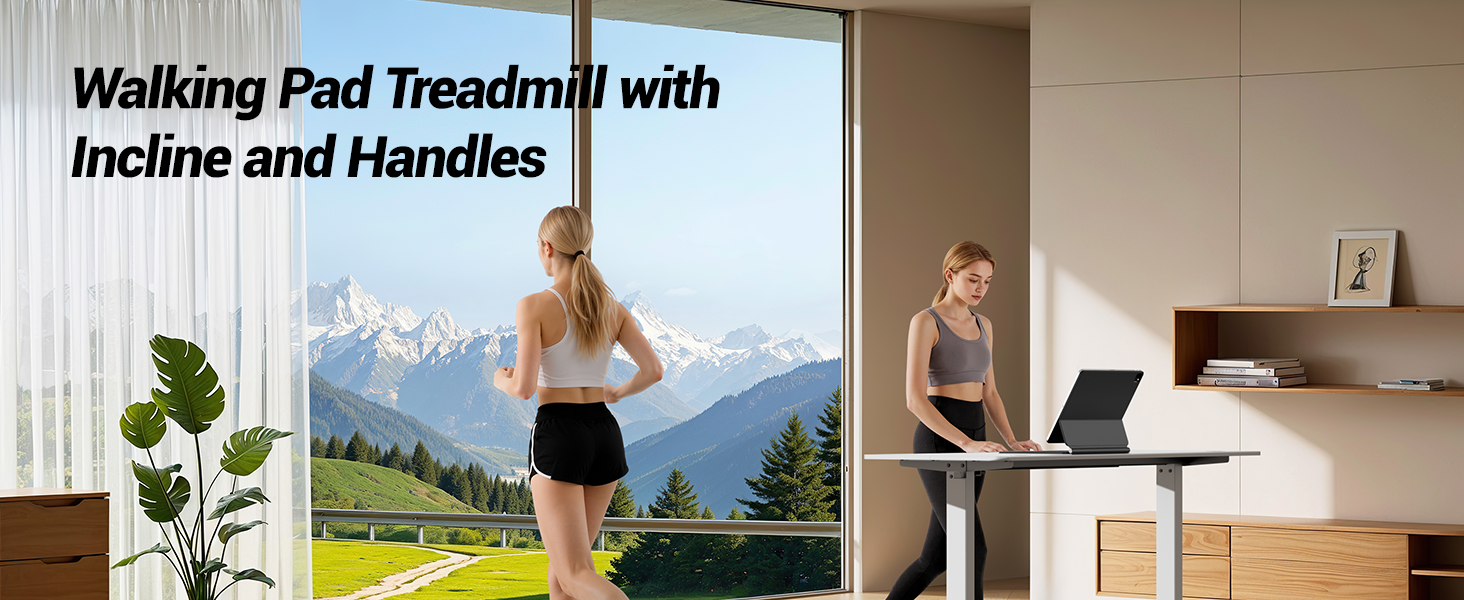 Walking Pad з нахилом 15% та швидкістю 10 км/год: компактний біговий тренажер для дому та офісу, LED-дисплей, пульт дистанційного керування, 2.5PS, максимальне навантаження 136 кг, тиха робота