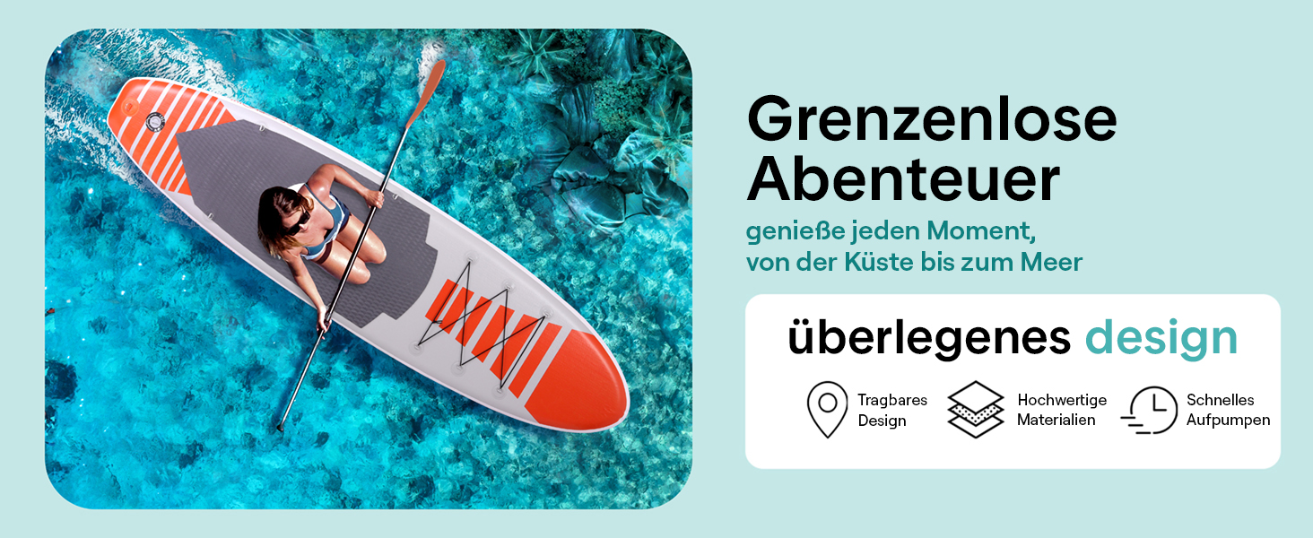 Надувний SUP СеренеЛайф для дорослих та дітей: комплект дошки, весла, насоса та сумки. Touring SUP, ручне управління, оранжевий, до 155 кг