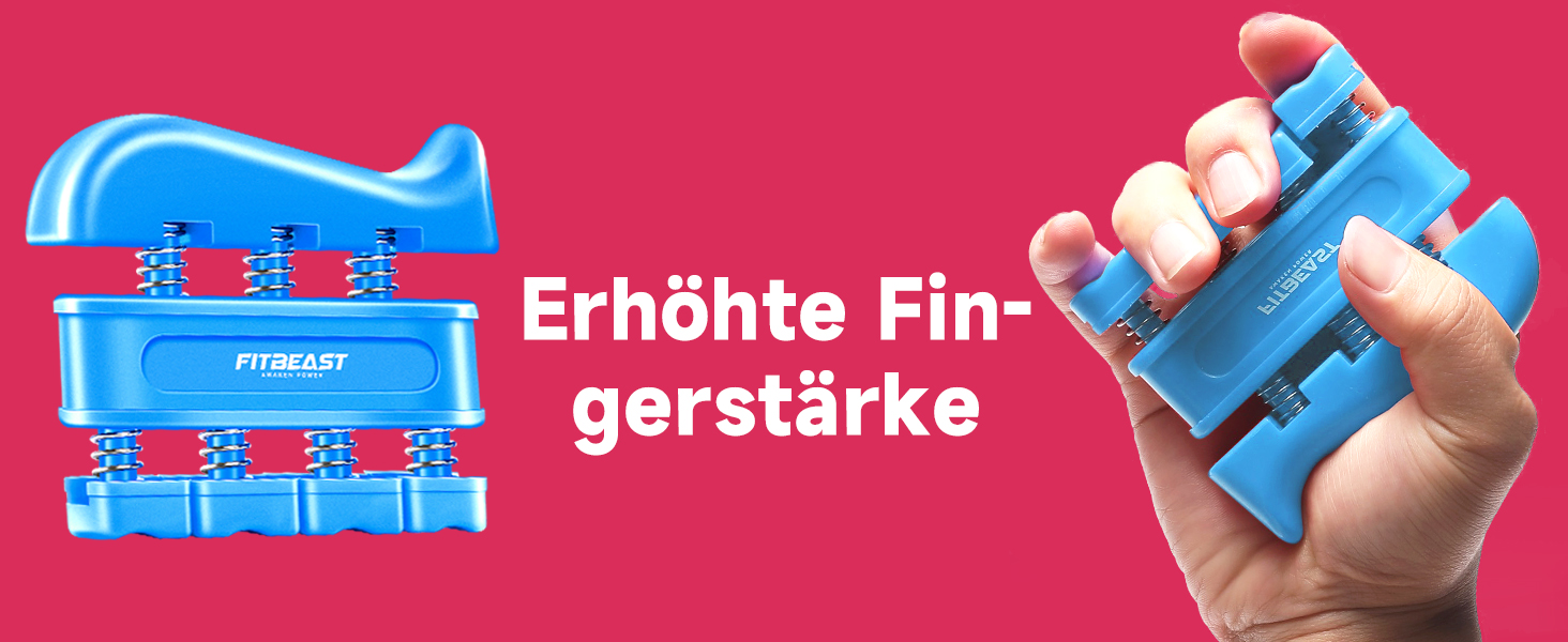 FitBeast Тренажер для рук та пальців, набір 5 шт. - регульований тренажер, тренажер для пальців, тренажер зап'ястя, кільце для тренувань та куля для зняття стресу (Світло-блакитний)