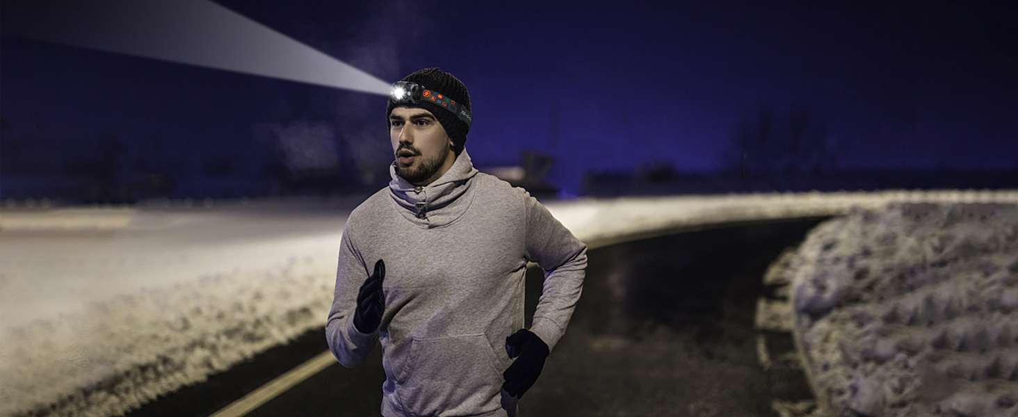 LED налобний ліхтар з акумулятором, [надзвичайно яскравий] з датчиком та червоним світлом, 6 режимів освітлення & IPX4 водонепроникність, 2000mAh, тривалий час роботи, для кемпінгу, риболовлі, походів, нічного бігу