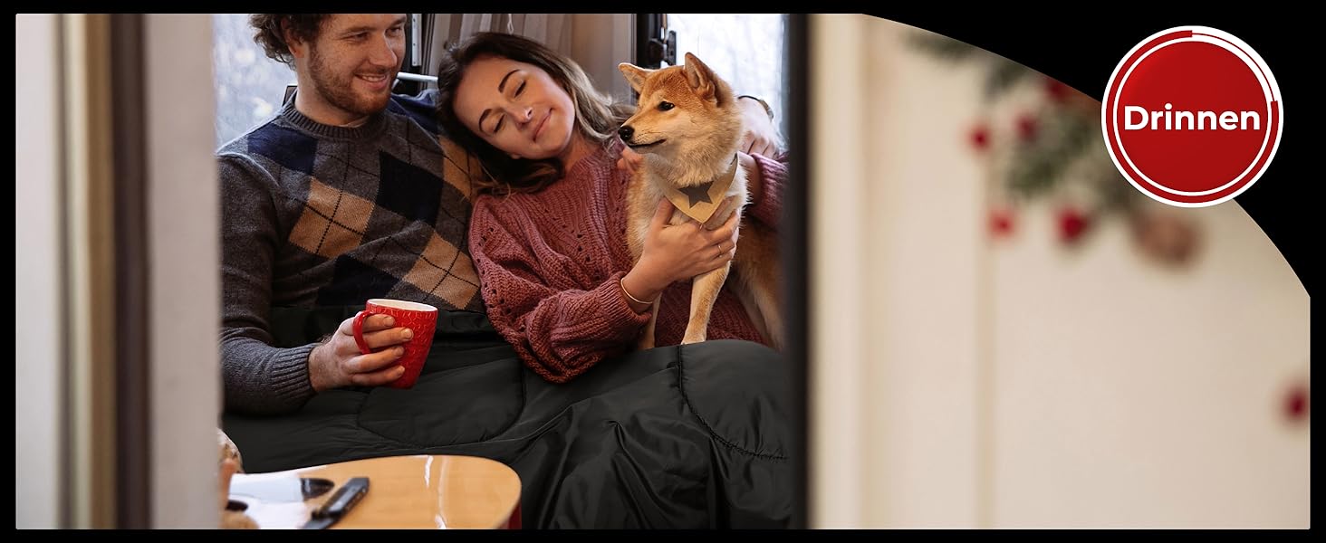 Спальний мішок Ohuhu на 2 особи, 220x150 см, чорний. Для кемпінгу, подорожей, сімейного відпочинку та фестивалів.