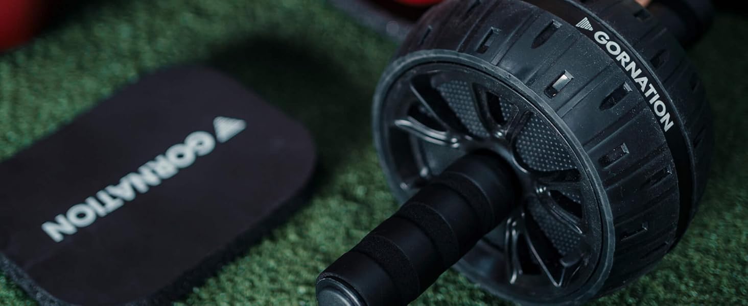 Колесо для пресу GORNATION з наколінниками, для тренування корпусу, компактне та міцне, Ø 16 см, стабільне, для пресу, спини та рівноваги