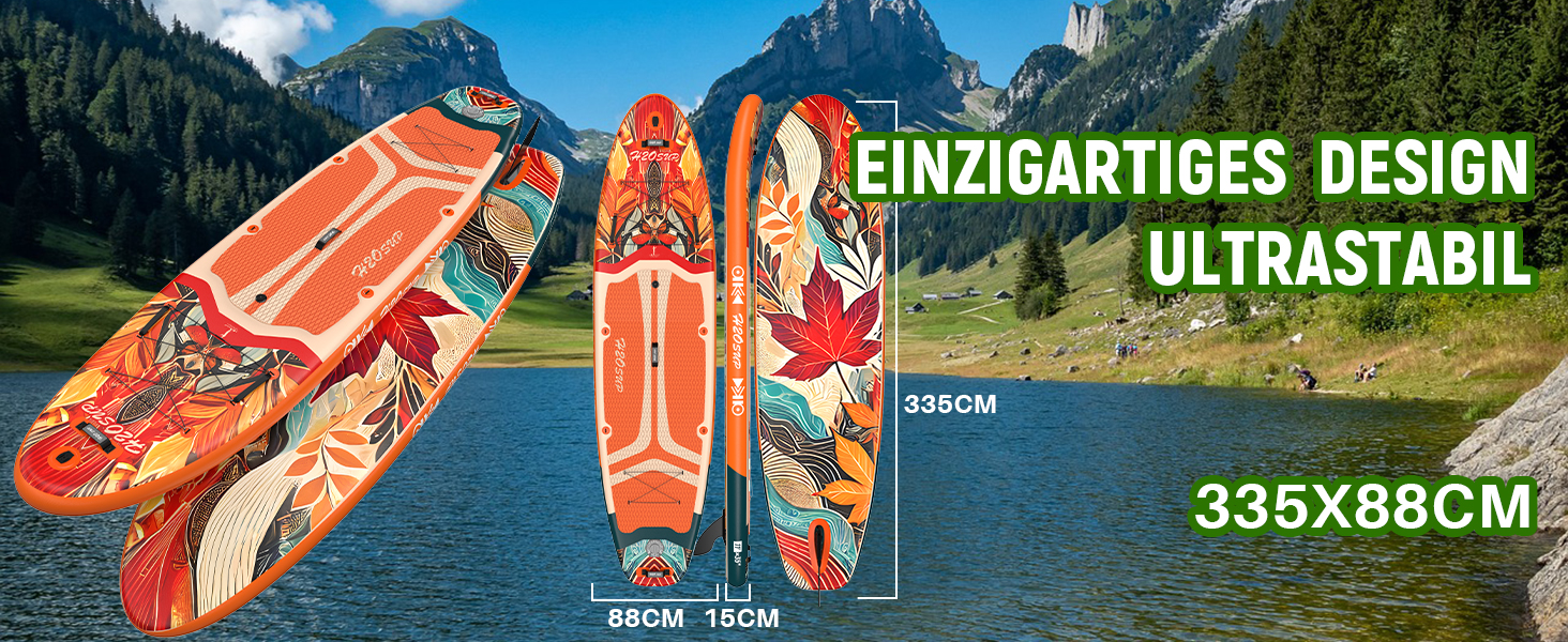 Надувний SUP-борд 15 см, з рюкзаком та аксесуарами, зелений - Дошка для Stand Up Paddling