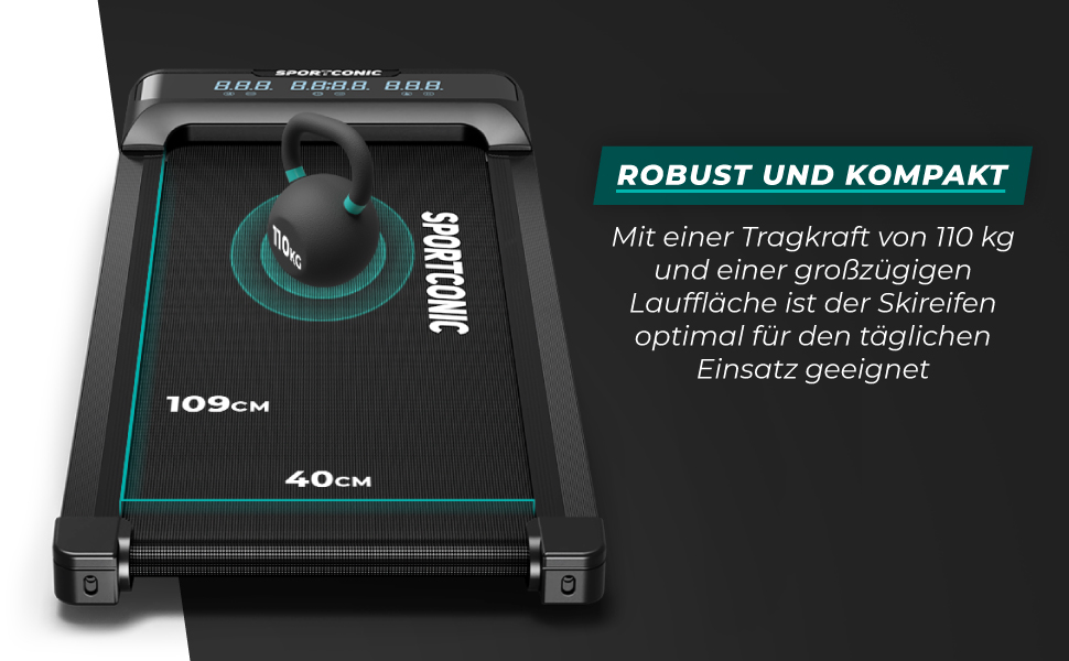 Біговий тренажер Sportconic складний - Walking Pad з нахилом та пультом дистанційного керування. Тиха фітнес-машина для дому, офісу та тренувань (1-6 км/год)