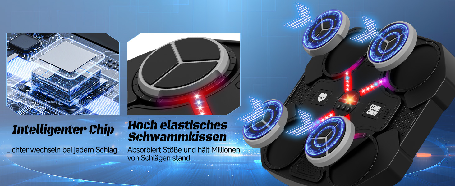 Дитяча музична боксерська машина Buba Toys, настінна, з Bluetooth, 3 швидкості, USB зарядка, боксерські рукавички, світлодіодне підсвічування, чорна