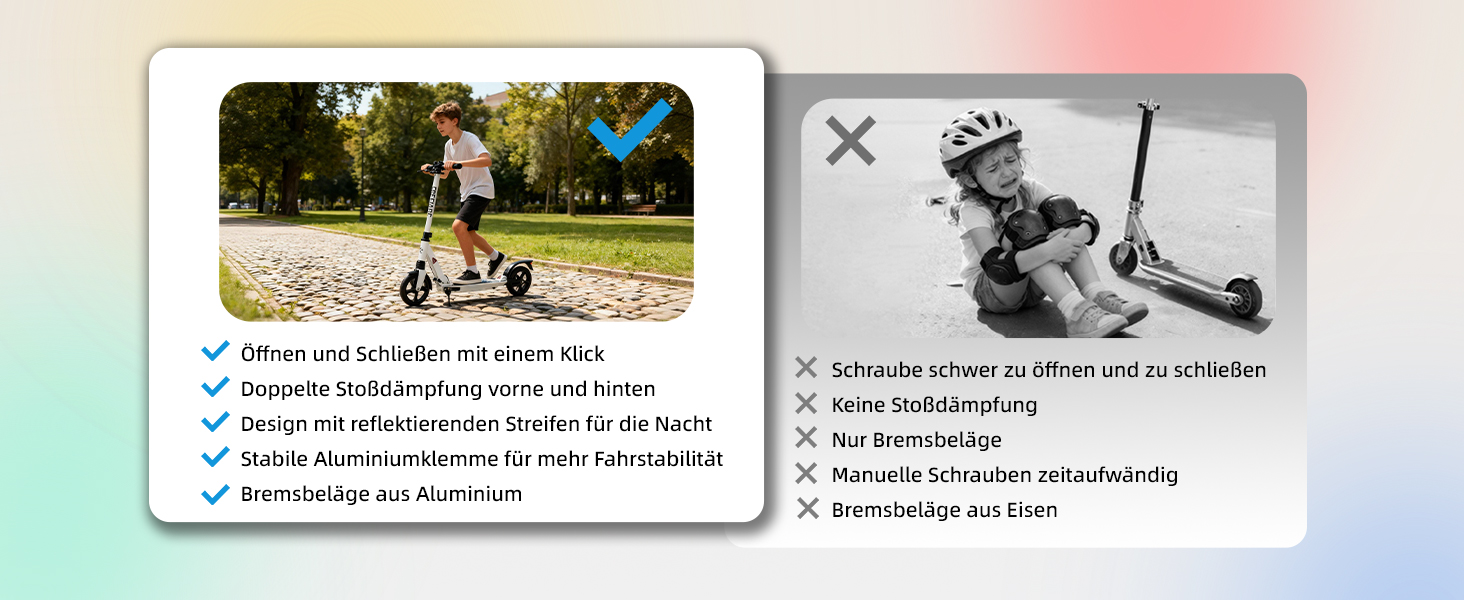 Міський трюковий ролер FREEDARE Cityroller для дітей та дорослих, складний, колеса 200 мм, регулювання висоти, до 100 кг, білий