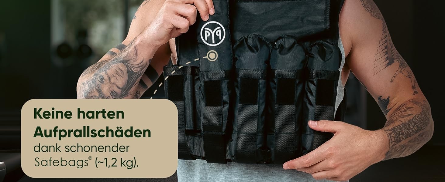 Вага для тренувань PURE MAJIN® 20 кг, регульована, з кишенею та металевим ременем | Фітнес, воркаут, біг, калістеніка, обладнання, вага, тренування - чорний або камуфляжний чорний