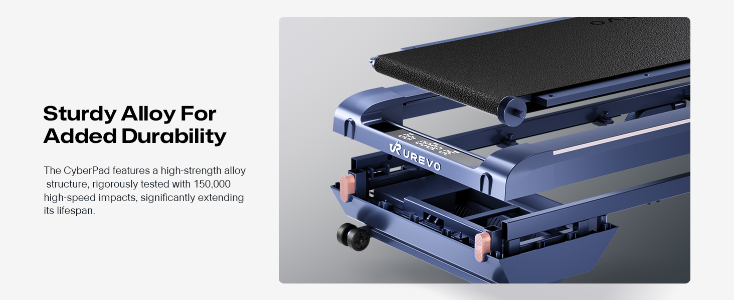 Бігова доріжка UREVO Smart Walking Pad з нахилом 14% для дому, підстільна, розширена бігова поверхня, LED-пульт, тиха безщіткова, швидкісне підсвічування, синій колір