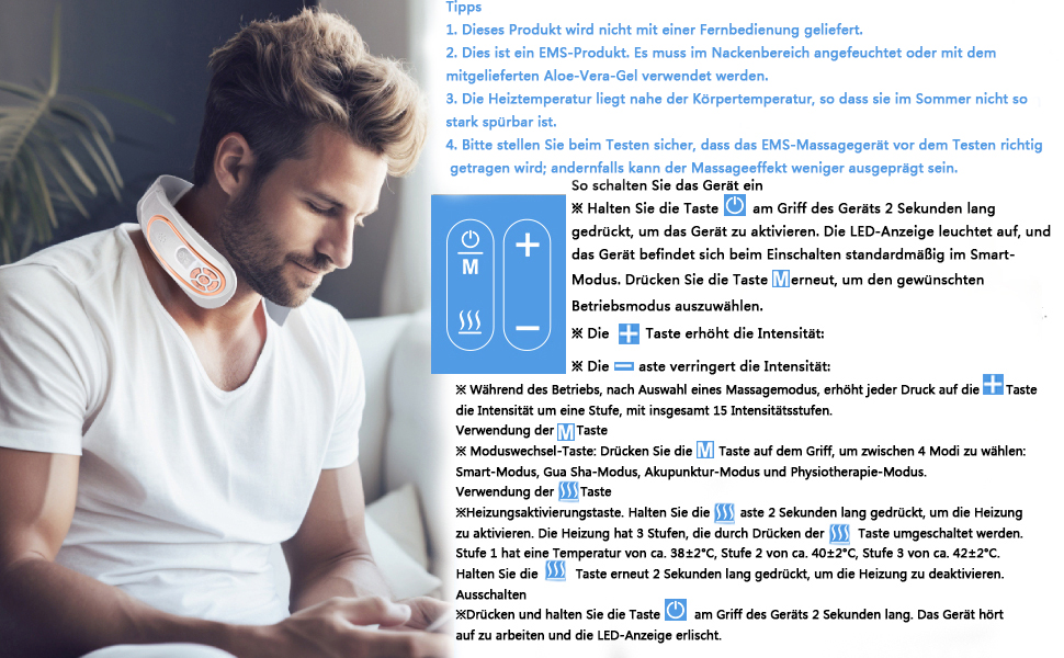 Електричний масажер для шиї та плечей з підігрівом та 4 режимами масажу