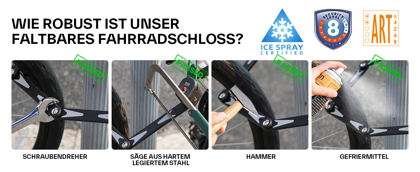 Замок для велосипеда Sportneer 100 см з 3 ключами, сталевий, захист від зламів, висока безпека, ART рівень безпеки