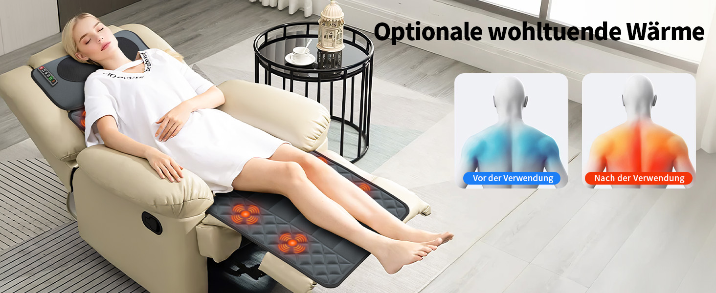 Електрична масажна подушка для крісла з підігрівом та вібрацією для спини та шиї, масажер для всього тіла, Шиацу масаж (2.0)