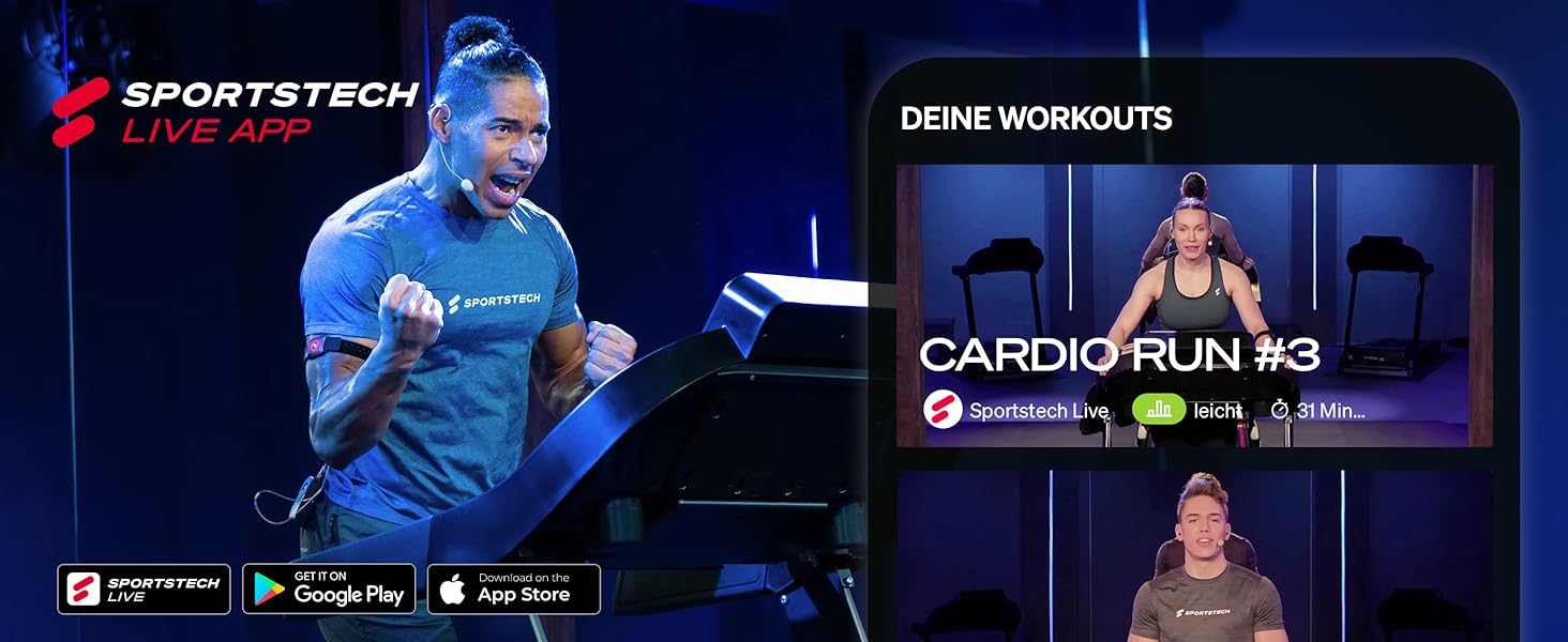 Бігова доріжка Sportstech sTread Fold Pro: складана, з нахилом, для дому, 15 км/год, App, тримач для планшета, чорна 134x66.5x121 см