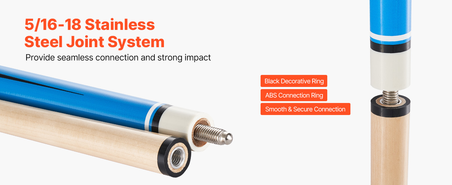 Кю (біліардна палиця) VEVOR, 147.3 см, з багатошаровим наконечником, ABS-з'єднувальний кільце, для професійного більярду, бару, дому, офісу (канадський клен, 4-секційна)