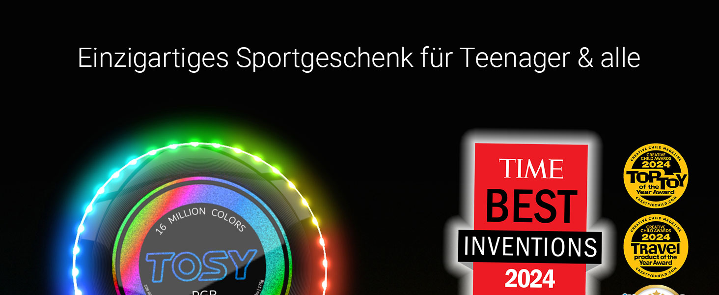 Летючий диск TOSY з RGB-підсвічуванням 108 LED (зелений) - для дітей та дорослих, водонепроникний, перезаряджуваний, для активного відпочинку