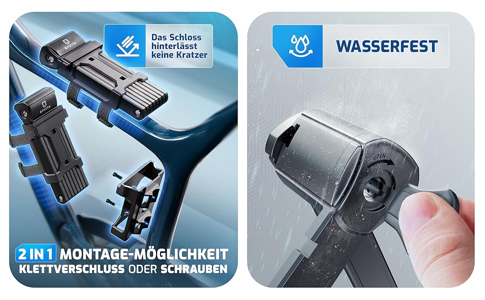 Замок для велосипеда складний 120см, протиугінний з кабельним замком - висока безпека, з кріпленням - ідеально для електровелосипеда