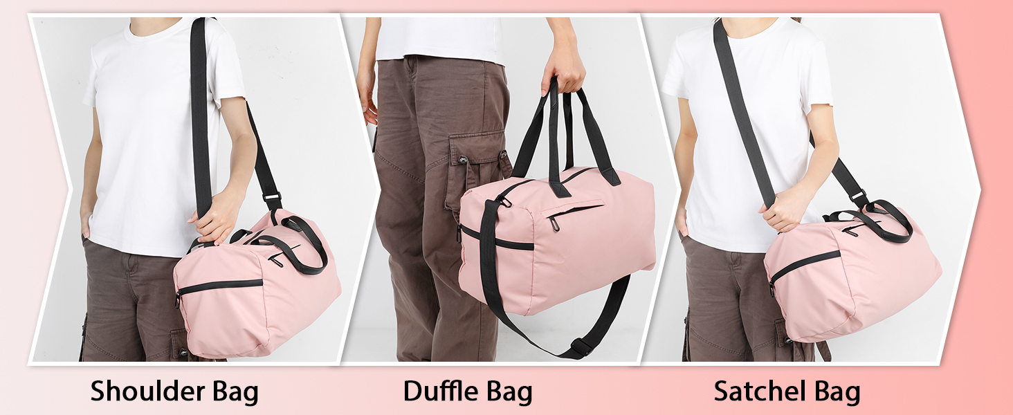 Спортивна сумка Romon для подорожей та тренувань з відділенням для взуття та мокрих речей (39 x 23 x 22 см, Рожева)