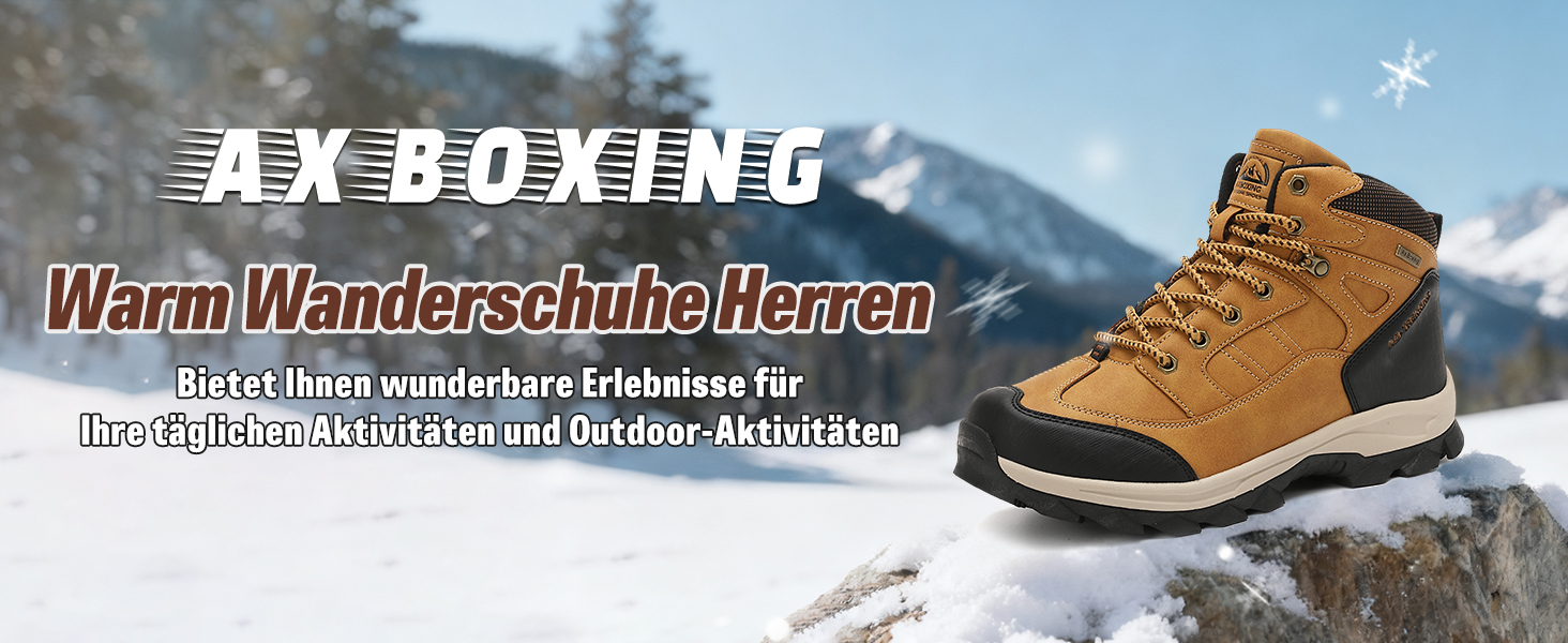 Чоловічі зимові черевики AX BOXING: утеплені, трекінгові, для хайкінгу, жовті, 41-46 EU