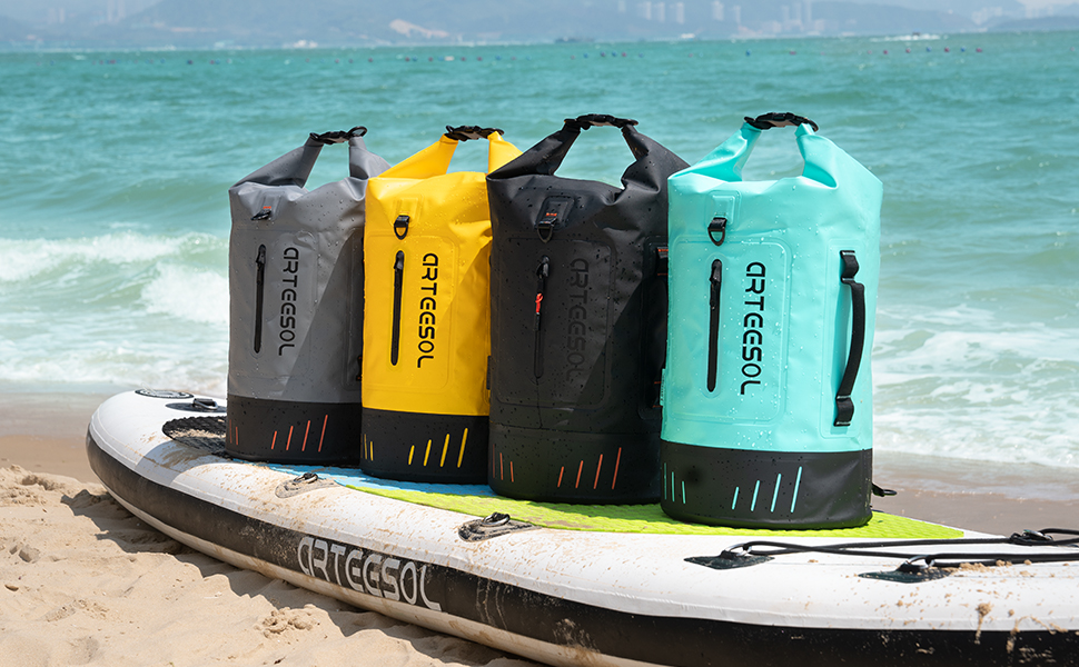 Чорний рюкзак Blackace Arteesol водовідштовхуючий, Dry Bag 20L, 40L, 45L - для каякінгу, кану, кемпінгу, трекінгу, походів, вітрильного спорту та інших водних видів спорту (Жовтий, 45L)