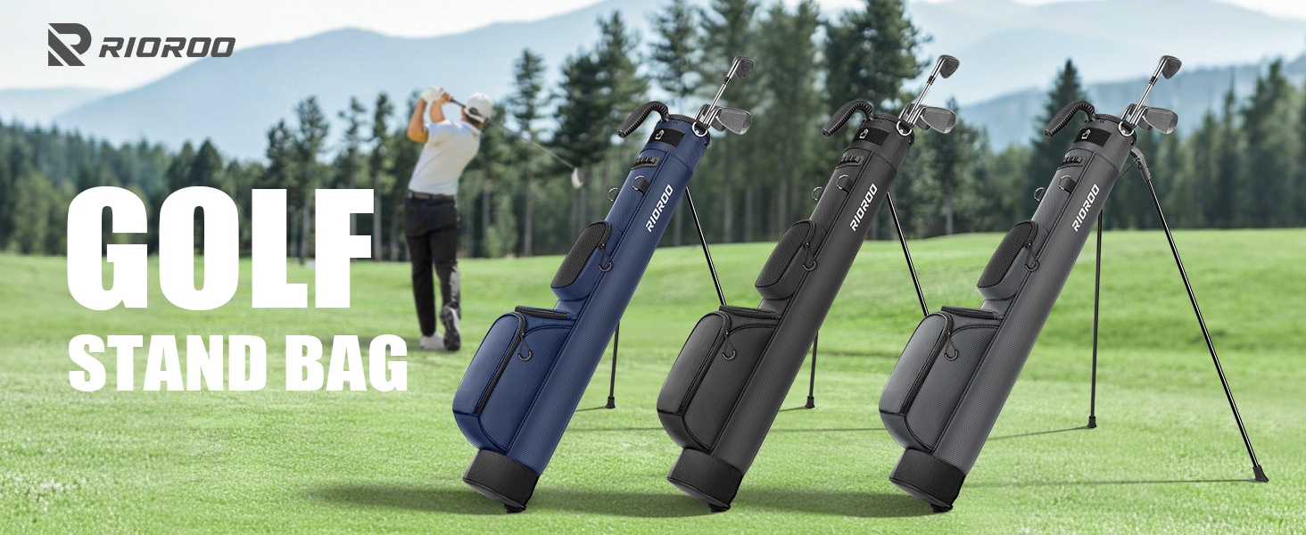 Сумка для гольфу на штативі, чорна A1 - легка, з 3 кишенями, 2-way divider