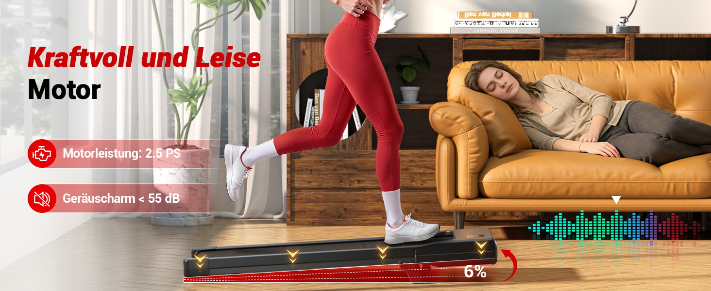 Walking Pad Superun з нахилом 6% – біговий доріжка для дому, максимальна швидкість 12 км/год, з додатком та пультом дистанційного керування. Робочий стіл, максимальне навантаження 136 кг, 90 см, колір Чорний.