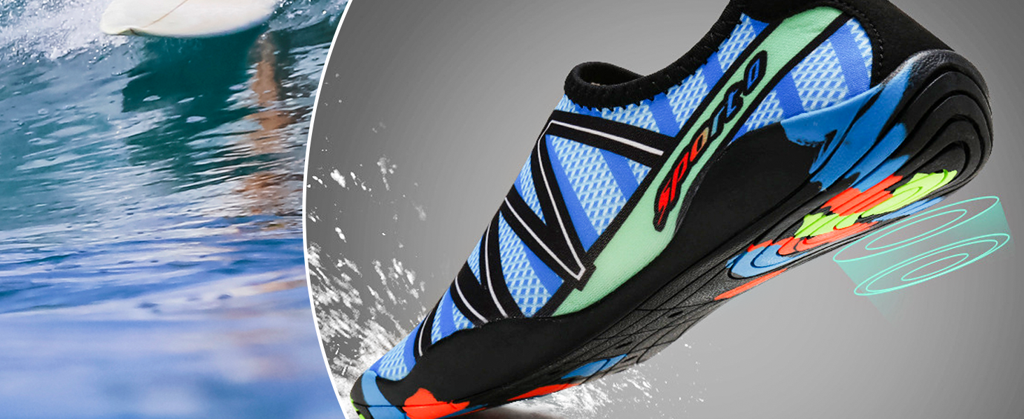 Водні черевики для плавання та серфінгу: чоловічі та жіночі, антиковзаючі, швидковисихаючі, розмір 36-45, колір блакитний