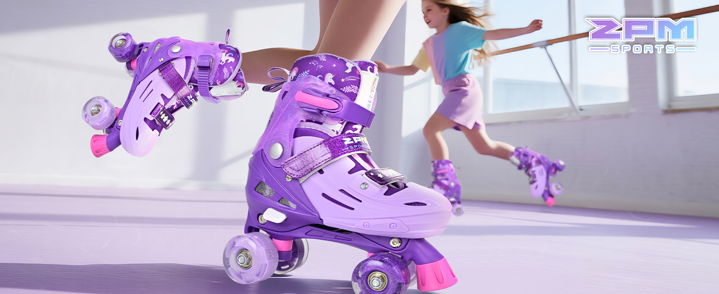 Ролики для дітей 2PM SPORTS - регульовані, рожево-блакитні, для дівчаток-початківців, для катання в приміщенні та на вулиці, розмір M (32-36 EU)
