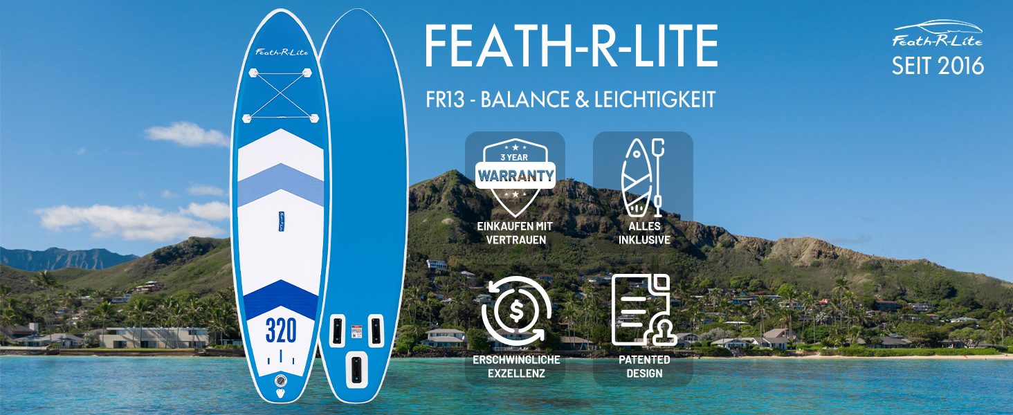 Надувний SUP Борд FEATH-R-LITE для дорослих: стабільний дизайн, преміум аксесуари (парування, сумка, насос)
