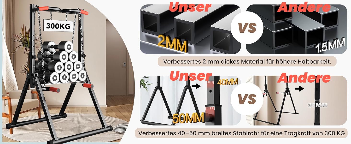 Стійка для віджимань та підтягувань DOBESTS Faltbar Power Tower - багатофункціональний тренажер для дому, чорний