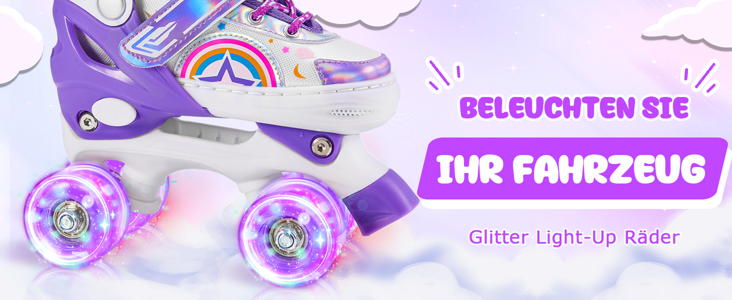 Роликові ковзани для дітей, регульовані, 4 розміри, для дівчаток та хлопчиків, підходять для початківців, зручні та дихаючі, рожево-фіолетові