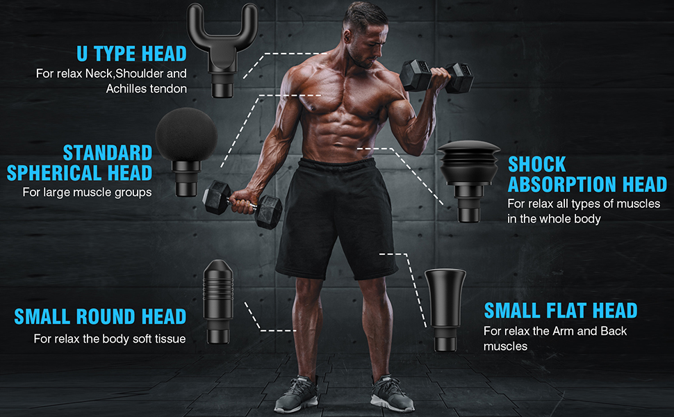 Масажер для м'язів, пістолет для масажу з акумулятором 2500mAh та USB-C, чорний