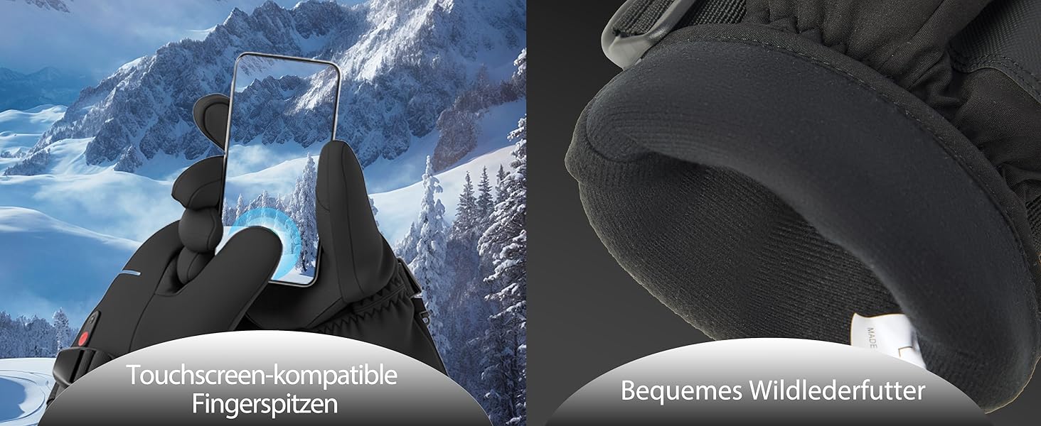 Греючі рукавички USB з підігрівом 20000mAh для чоловіків та жінок, 7.4V, 3 температурні режими, сенсорний екран, водонепроникні, антиковзкі, для зимової роботи на вулиці, чорні