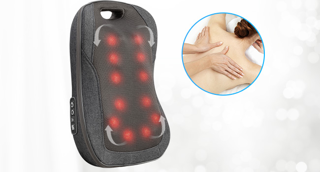 Масажна подушка COMFIER Shiatsu з підігрівом, портативний масажер для спини, стільця, офісу, подарунок для жінок і чоловіків, темно-сіра