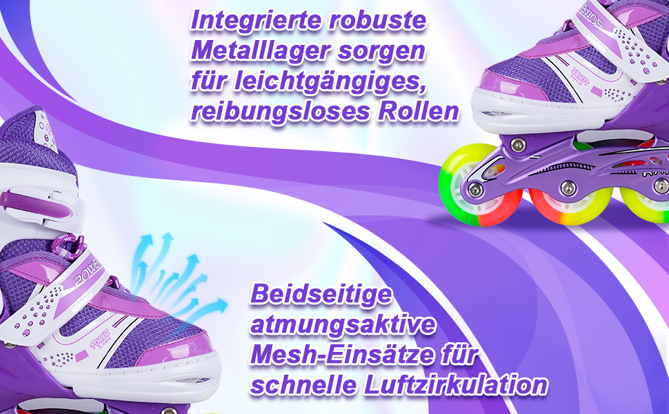 Дитячі ролики JIFAR Inliner з регулюванням розміру та підсвічуванням, розміри 30-33, 34-37, фіолетовий колір